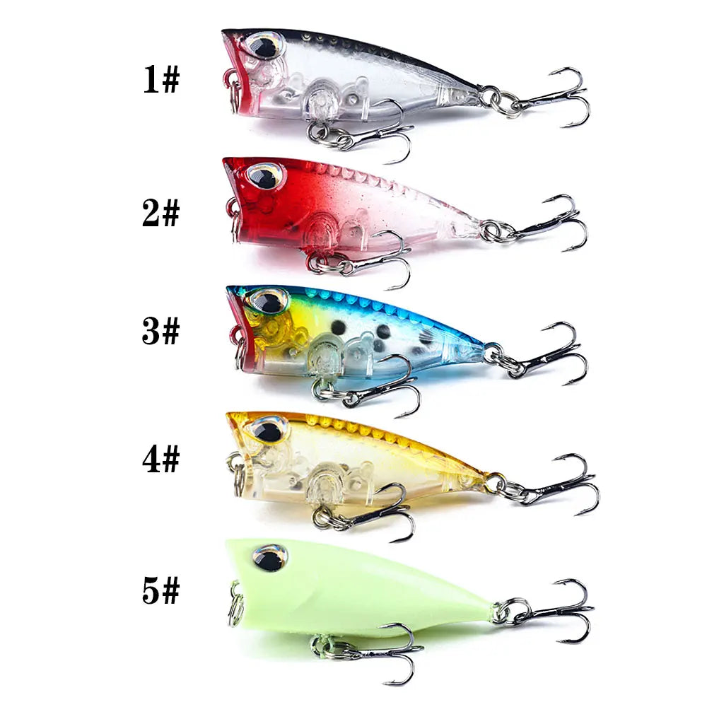 4cm 3.3g Mini Popper Crankbaits Fishing Lures Artificial Wobblers For Trolling Pike 3d Eyes Fish Topwater Swimbait Minnow