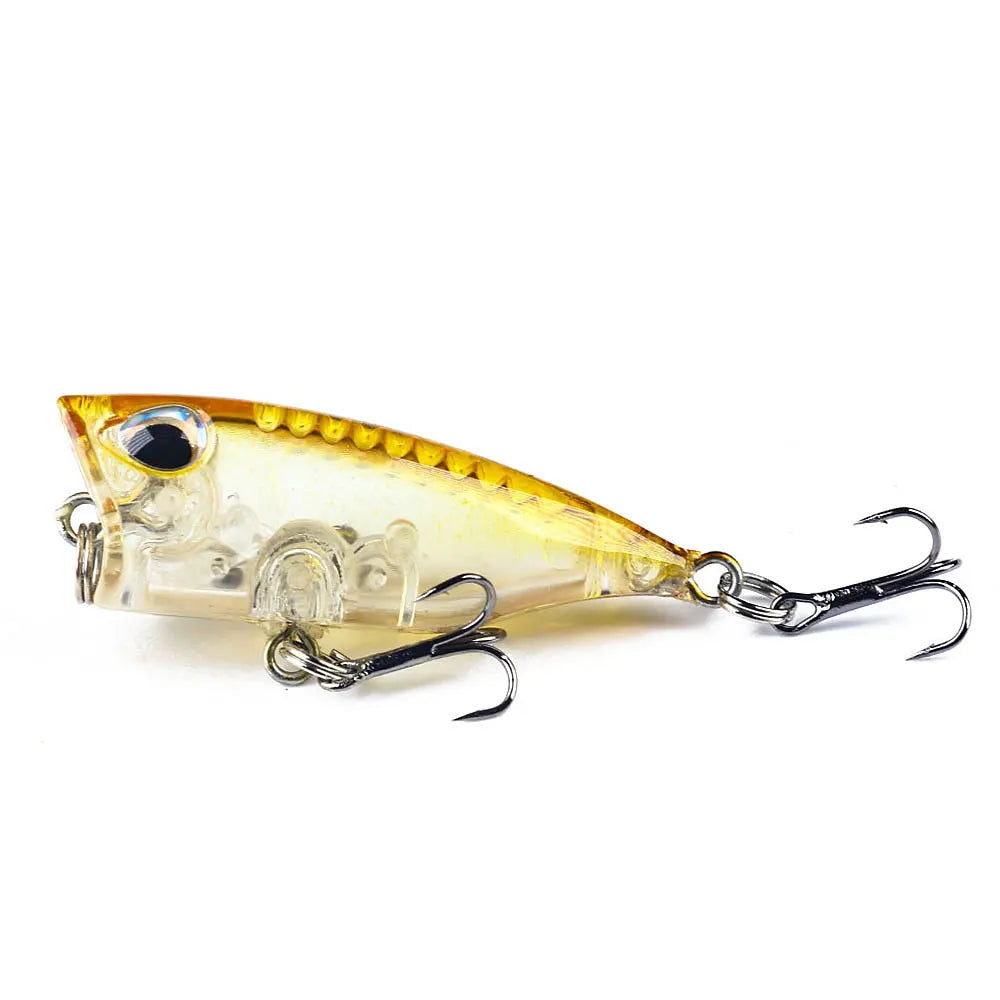 4cm 3.3g Mini Popper Crankbaits Fishing Lures Artificial Wobblers For Trolling Pike 3d Eyes Fish Topwater Swimbait Minnow