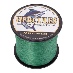 Hercules Multifilament Fishing Line Cord 4 Strands Braided Wire PE Carp Brazil 100M- 2000M Green 6-100LB Outdoor Accessories