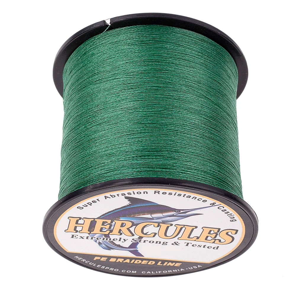 Hercules Multifilament Fishing Line Cord 4 Strands Braided Wire PE Carp Brazil 100M- 2000M Green 6-100LB Outdoor Accessories