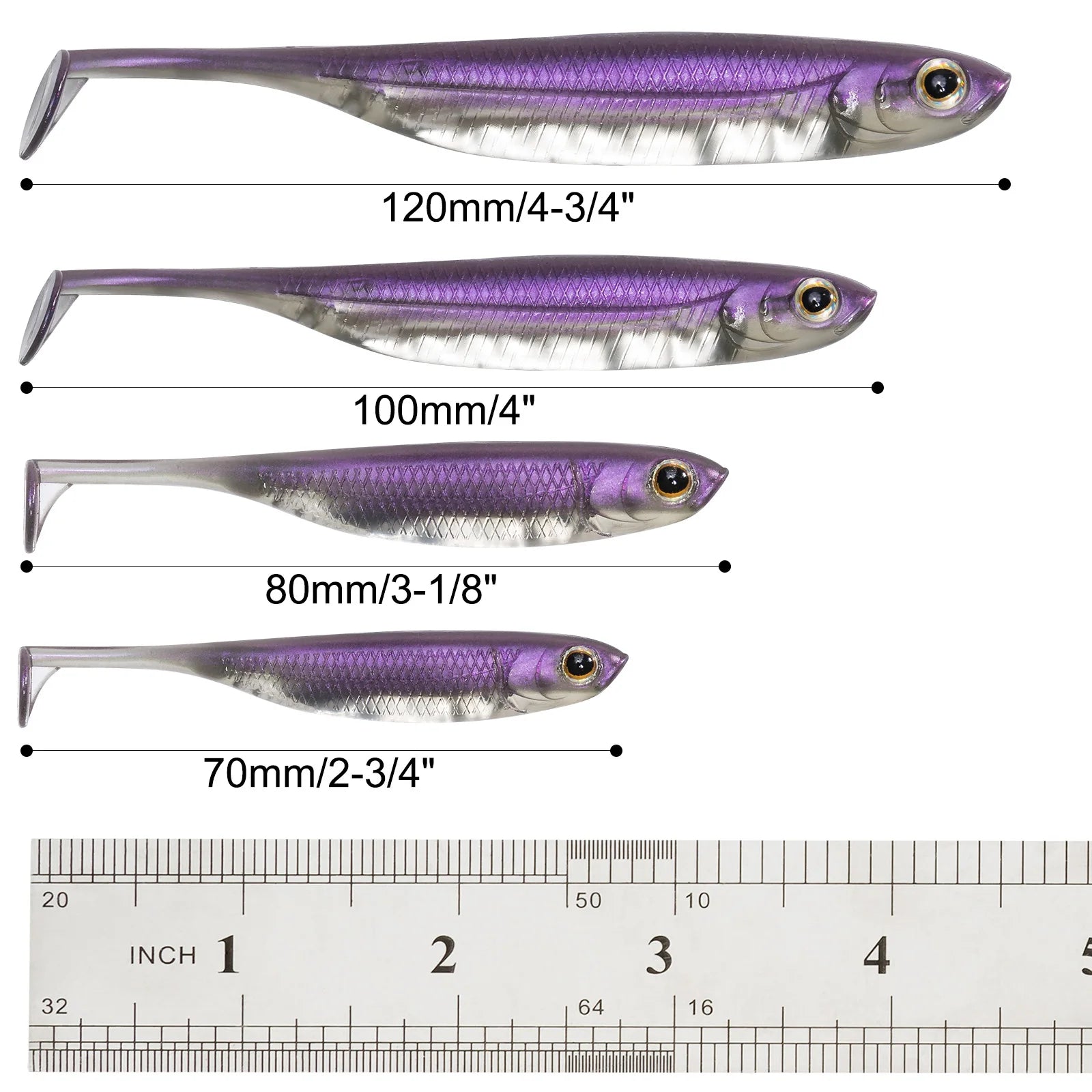 Dr.Fish 5/6pcs Fishing Soft Plastic Lures Silicone Bait Paddle Tail Shad Worm Swimbaits Freshwater Bass Trout 70mm 80mm 100mm
