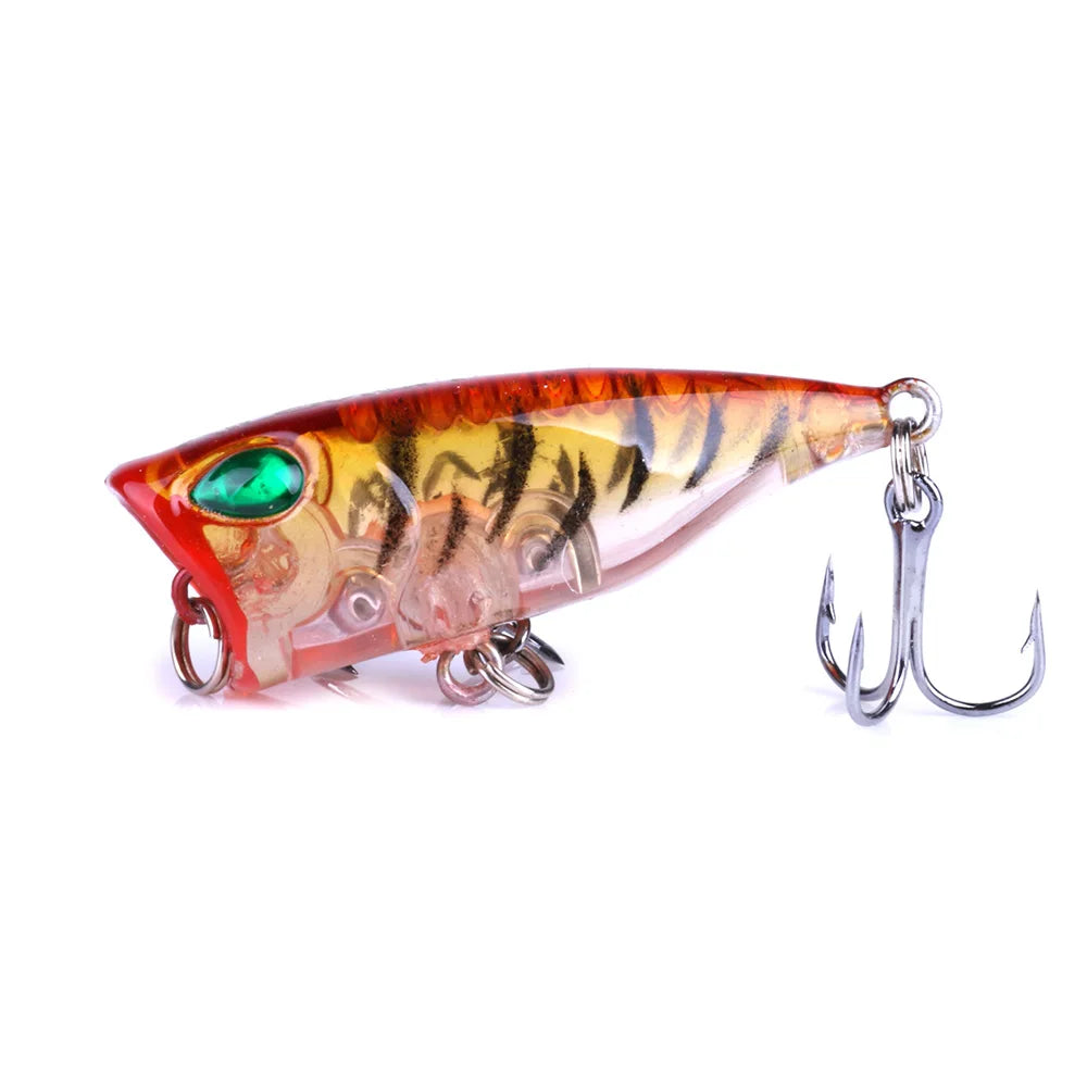 4cm 3.3g Mini Popper Crankbaits Fishing Lures Artificial Wobblers For Trolling Pike 3d Eyes Fish Topwater Swimbait Minnow