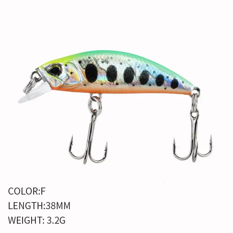 2024 Hot 38mm 3.2G Mini Sinking Minnow Fishing Lures Jerkbaits Peche Artificial Bait Wobbler Lure for Trout Bass Carp Fishing