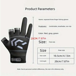 1/2 pair Fishing Gloves Sun Protection 3 Cut Fingers Anti-Slip Breathable Fishing Gloves Suitable for Outdoor Activities