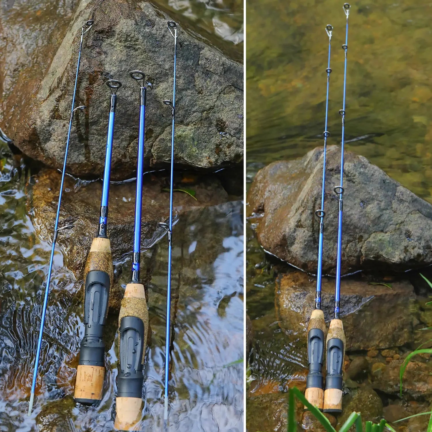 Sougayilang Ice Fishing Rod Combo Portable 2 Sections Ultralight Winter Fishing Rod and Reel Set 71cm 68cm Spinning Rod Set