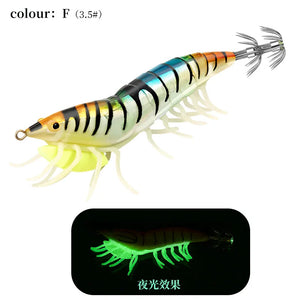 AS Hard Bait Glow Soft Shrimp Hook Crowns 24g Noise Sound Squid Jigs Sea Fishing Lure Set Artificial Cuttlefish Octopus