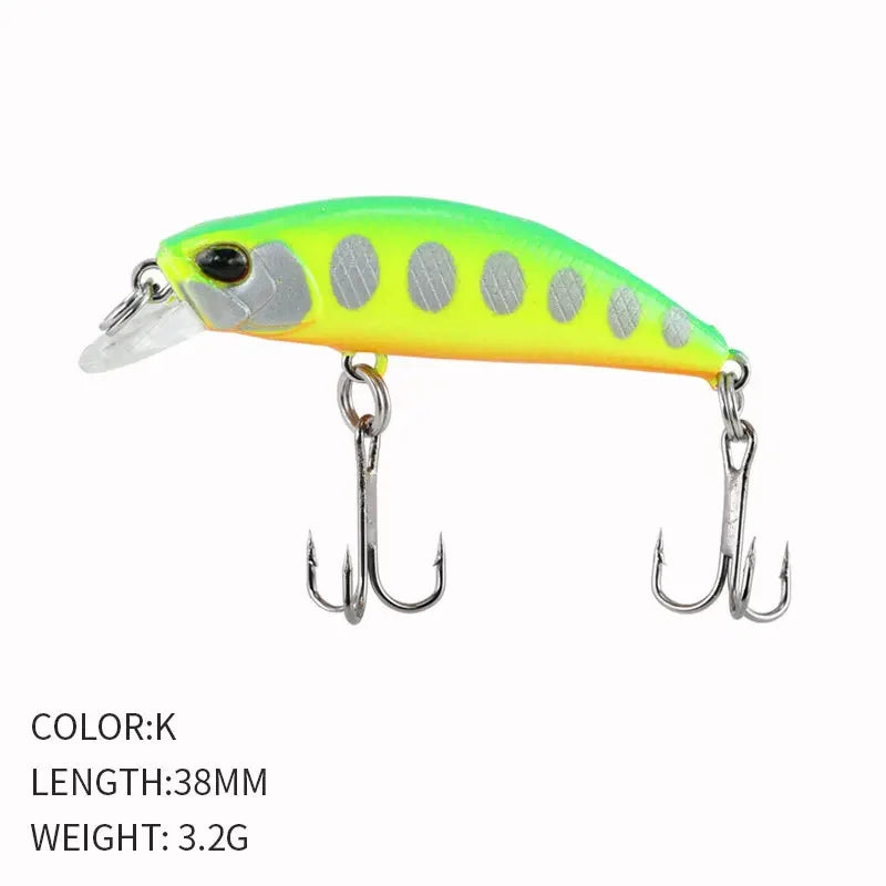 2024 Hot 38mm 3.2G Mini Sinking Minnow Fishing Lures Jerkbaits Peche Artificial Bait Wobbler Lure for Trout Bass Carp Fishing
