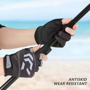 1/2 pair Fishing Gloves Sun Protection 3 Cut Fingers Anti-Slip Breathable Fishing Gloves Suitable for Outdoor Activities