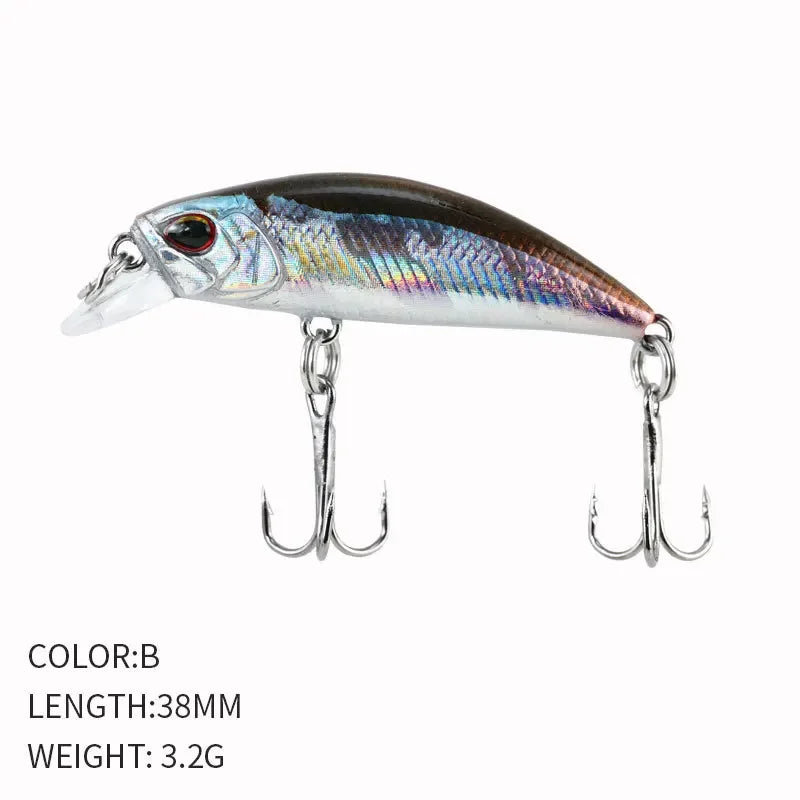 2024 Hot 38mm 3.2G Mini Sinking Minnow Fishing Lures Jerkbaits Peche Artificial Bait Wobbler Lure for Trout Bass Carp Fishing