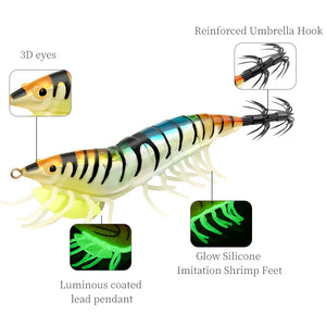 AS Hard Bait Glow Soft Shrimp Hook Crowns 24g Noise Sound Squid Jigs Sea Fishing Lure Set Artificial Cuttlefish Octopus