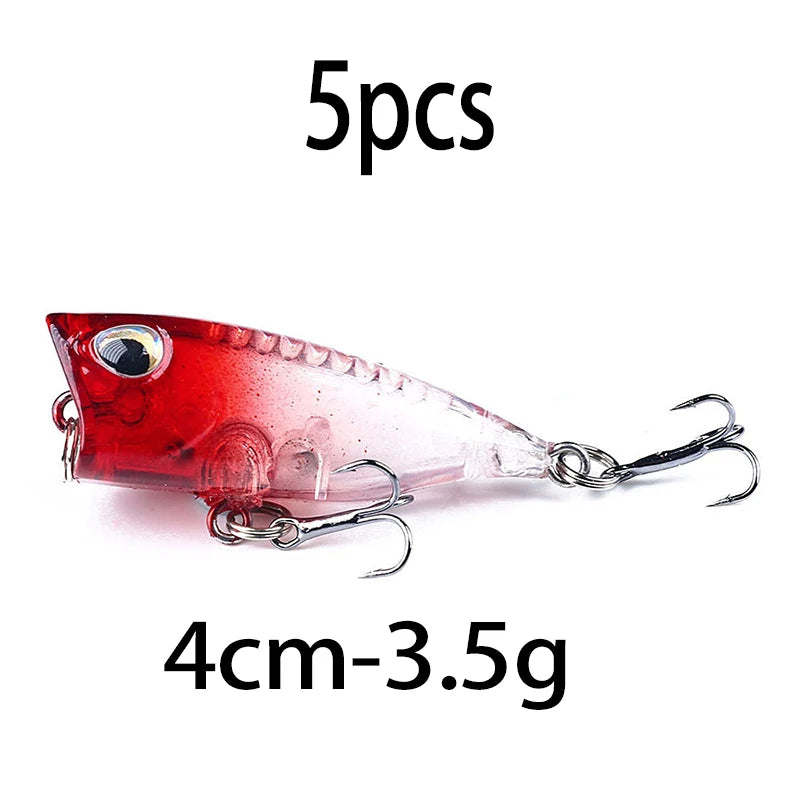 4cm 3.3g Mini Popper Crankbaits Fishing Lures Artificial Wobblers For Trolling Pike 3d Eyes Fish Topwater Swimbait Minnow
