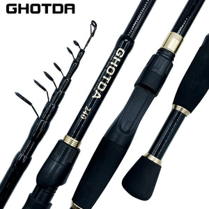 GHOTDA Fishing Rod Reel Combo 1.6~2.4m Ultralight Carbon Fiber Telescopic Lure Casting Rod and Spinning Reel for Carp Fishing