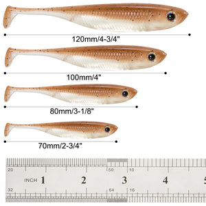 Dr.Fish 5/6pcs Fishing Soft Plastic Lures Silicone Bait Paddle Tail Shad Worm Swimbaits Freshwater Bass Trout 70mm 80mm 100mm