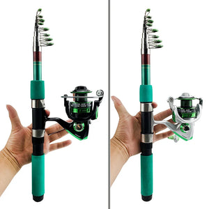 1pc Portable Fishing Rod Combo 2.1-3.6M Telescopic Carbon Fishing Rod With Fishing Reel1000-5000 Kit Carp Fishing Accessories