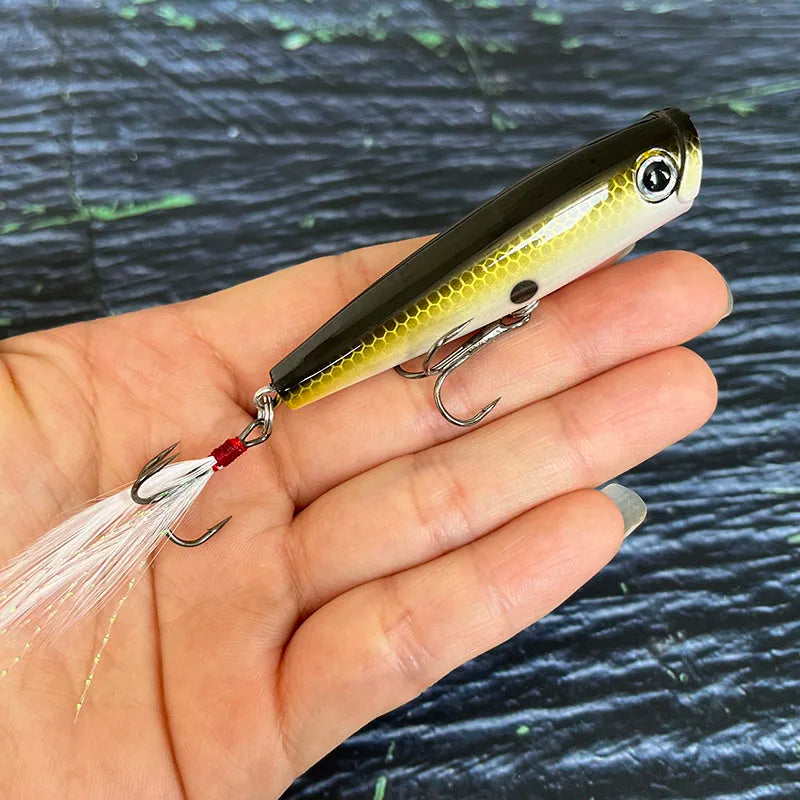 65mm 7g Surface Popper Fishing Lures Long Casting Artificial Bait Topwater Pencil Swimbait Wobblers for Pike Perch Equipment