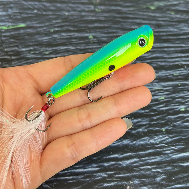 65mm 7g Surface Popper Fishing Lures Long Casting Artificial Bait Topwater Pencil Swimbait Wobblers for Pike Perch Equipment