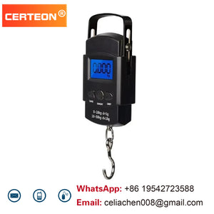 Handheld Hanging Scale 50kg Portable Digital Hook Scale Battery Powered ABS Plastic LCD Backlight Travel Luggage Courier Use