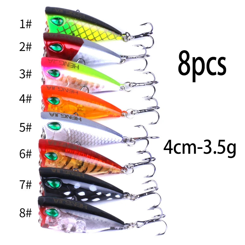 4cm 3.3g Mini Popper Crankbaits Fishing Lures Artificial Wobblers For Trolling Pike 3d Eyes Fish Topwater Swimbait Minnow