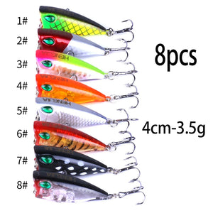 4cm 3.3g Mini Popper Crankbaits Fishing Lures Artificial Wobblers For Trolling Pike 3d Eyes Fish Topwater Swimbait Minnow