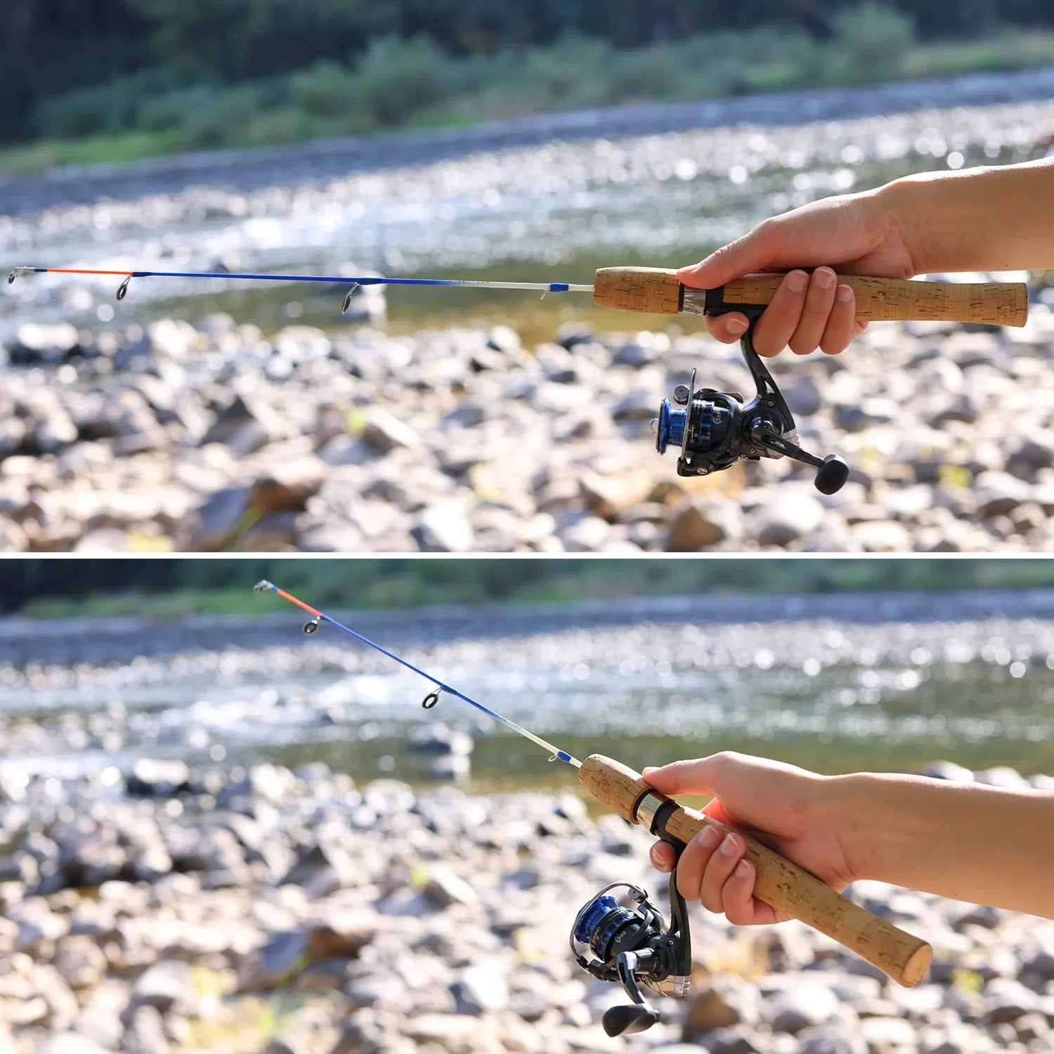 Sougayilang Ice Fishing Rod Combo Portable 2 Sections Ultralight Winter Fishing Rod and Reel Set 71cm 68cm Spinning Rod Set