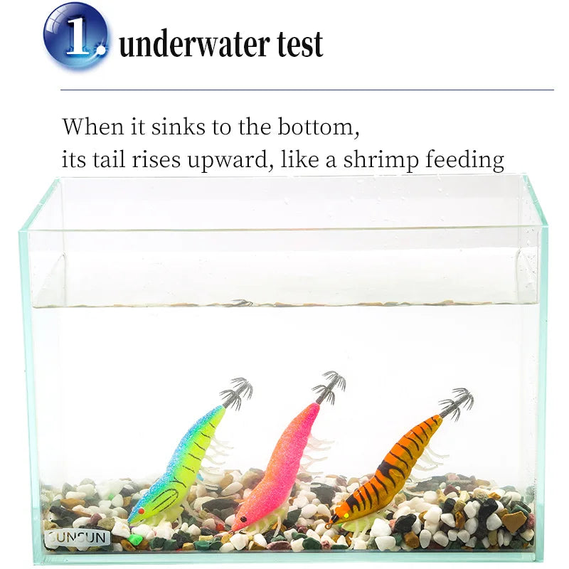 AS Hard Bait Glow Soft Shrimp Hook Crowns 24g Noise Sound Squid Jigs Sea Fishing Lure Set Artificial Cuttlefish Octopus