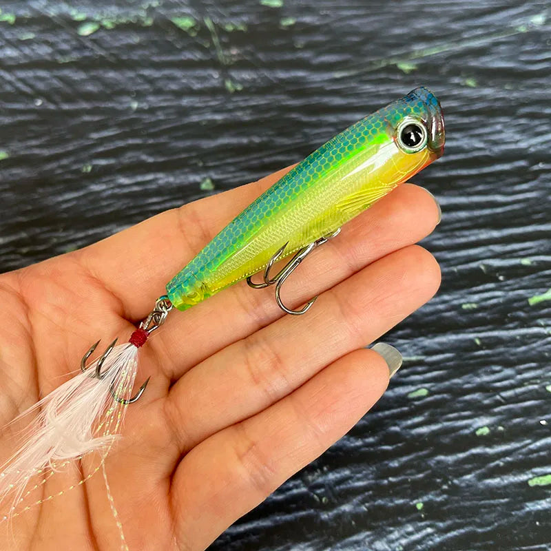 65mm 7g Surface Popper Fishing Lures Long Casting Artificial Bait Topwater Pencil Swimbait Wobblers for Pike Perch Equipment