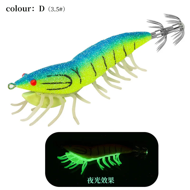 AS Hard Bait Glow Soft Shrimp Hook Crowns 24g Noise Sound Squid Jigs Sea Fishing Lure Set Artificial Cuttlefish Octopus