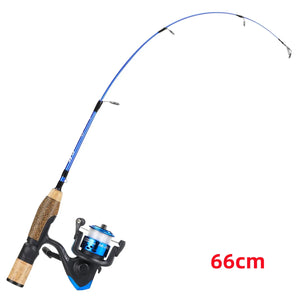Sougayilang Ice Fishing Rod Combo Portable 2 Sections Ultralight Winter Fishing Rod and Reel Set 71cm 68cm Spinning Rod Set