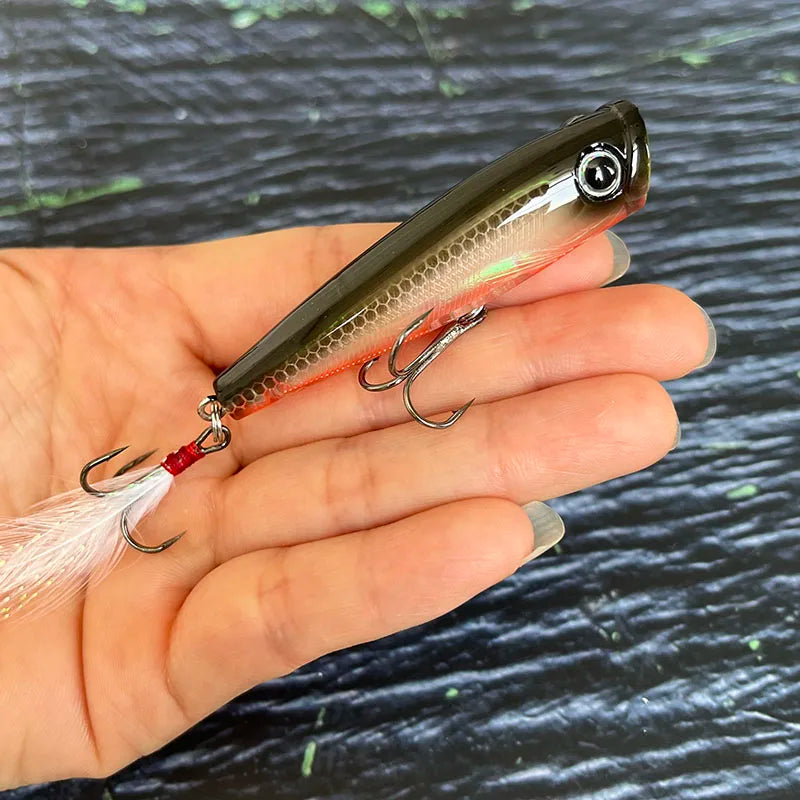 65mm 7g Surface Popper Fishing Lures Long Casting Artificial Bait Topwater Pencil Swimbait Wobblers for Pike Perch Equipment