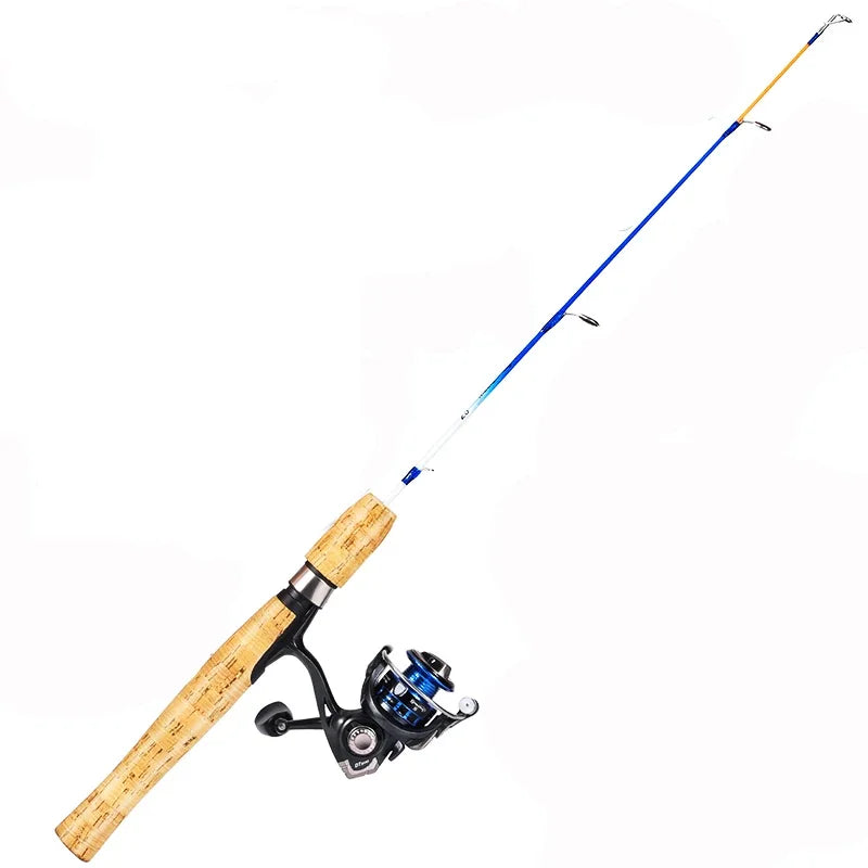 Sougayilang Ice Fishing Rod Combo Portable 2 Sections Ultralight Winter Fishing Rod and Reel Set 71cm 68cm Spinning Rod Set