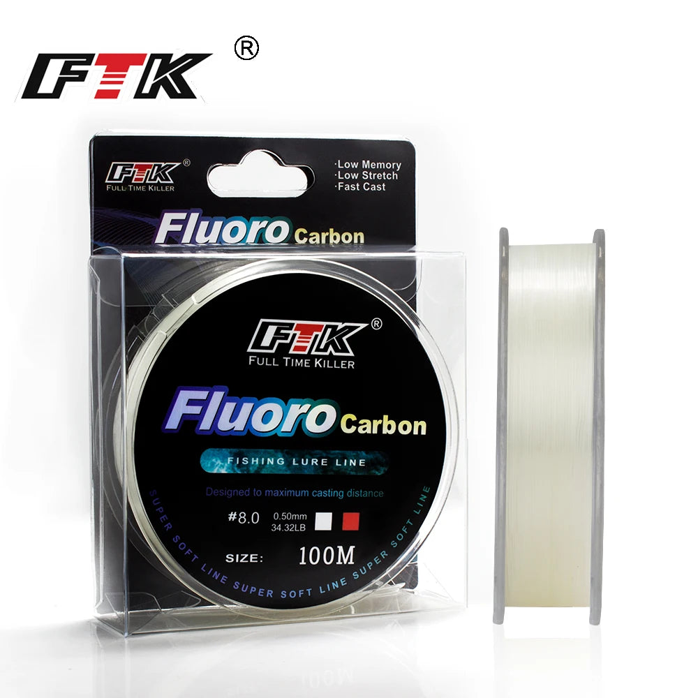 FTK 100m 4.13-34.32LB Fluorocarbon Fishing Lure Line green Carbon Fiber Fly Fishing Line Super Soft Line Pesca