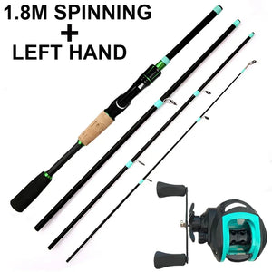4/5 Sections Telescopic Lure Fishing Rod and 7.2:1 High Speed Gear Ratio Baitcasting Reel Portable Travel Fishing Tackle Combo