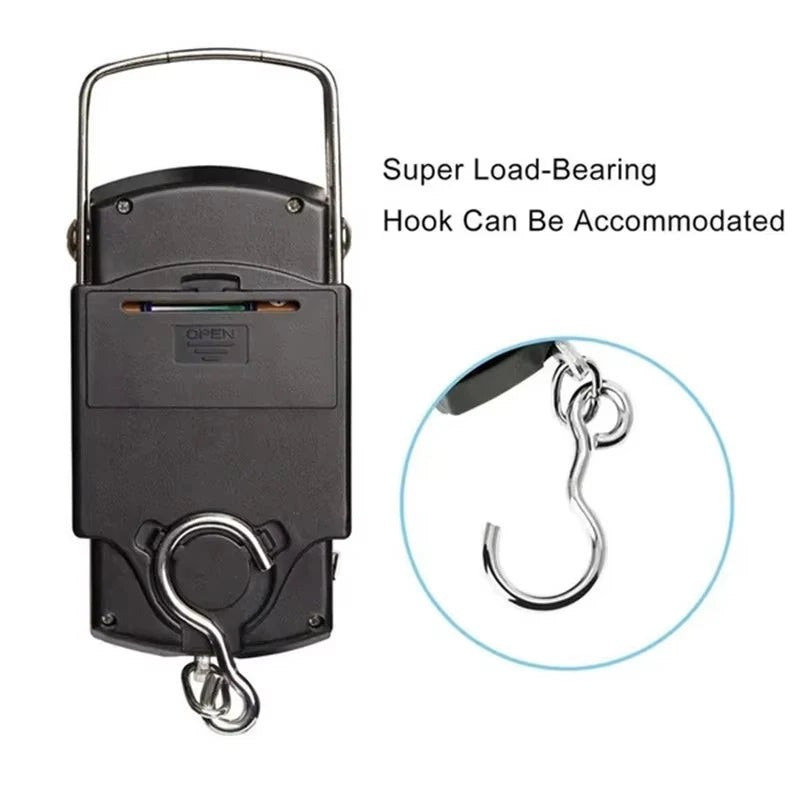 Handheld Hanging Scale 50kg Portable Digital Hook Scale Battery Powered ABS Plastic LCD Backlight Travel Luggage Courier Use