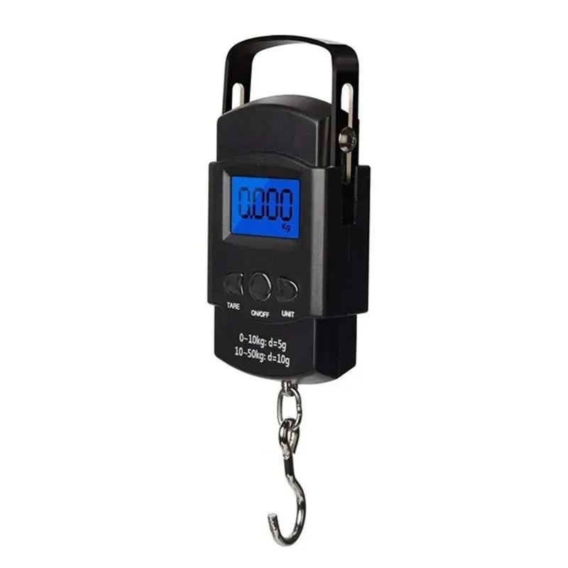 Handheld Hanging Scale 50kg Portable Digital Hook Scale Battery Powered ABS Plastic LCD Backlight Travel Luggage Courier Use