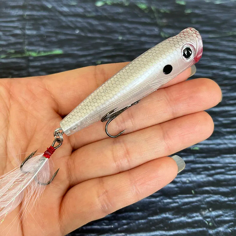 65mm 7g Surface Popper Fishing Lures Long Casting Artificial Bait Topwater Pencil Swimbait Wobblers for Pike Perch Equipment