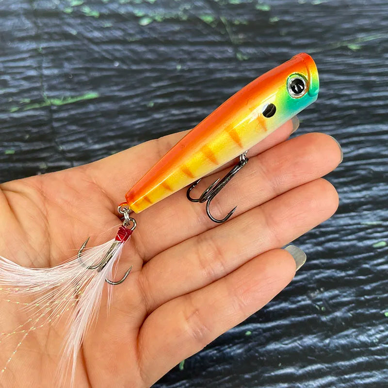 65mm 7g Surface Popper Fishing Lures Long Casting Artificial Bait Topwater Pencil Swimbait Wobblers for Pike Perch Equipment