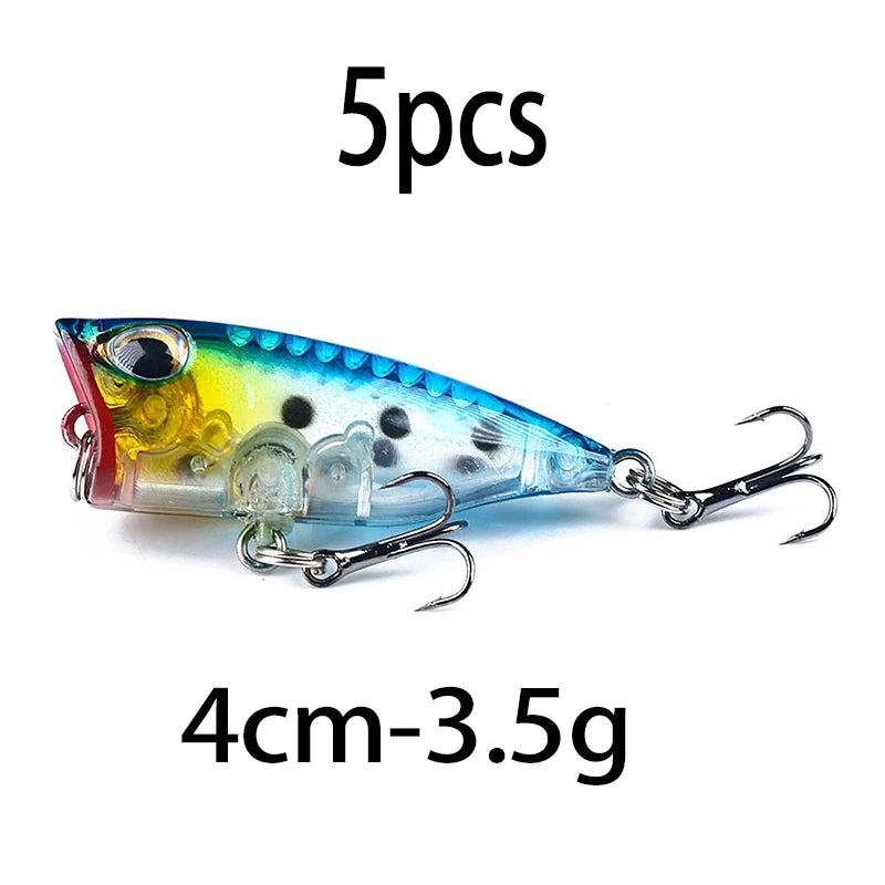 4cm 3.3g Mini Popper Crankbaits Fishing Lures Artificial Wobblers For Trolling Pike 3d Eyes Fish Topwater Swimbait Minnow