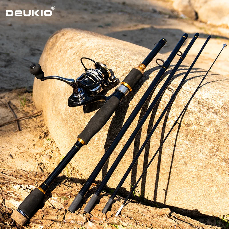 Fishing Rod Reel Combo 1.8 2.1m Carbon Fiber Spinning Rod and 5.2:1 Gear Ratio Spinning Reel Max Drag 8kg for Fresh Saltwater