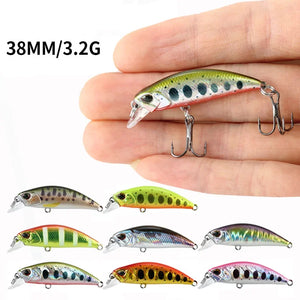 2024 Hot 38mm 3.2G Mini Sinking Minnow Fishing Lures Jerkbaits Peche Artificial Bait Wobbler Lure for Trout Bass Carp Fishing