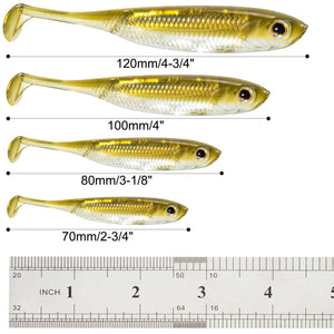 Dr.Fish 5/6pcs Fishing Soft Plastic Lures Silicone Bait Paddle Tail Shad Worm Swimbaits Freshwater Bass Trout 70mm 80mm 100mm