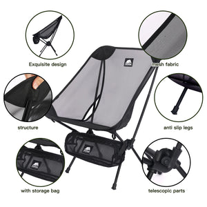 Moon Chair Breathable Outdoor Chair Camping Fishing Chair Mesh Material 7075 Aluminum Alloy Breathable Surface Anti Sinking