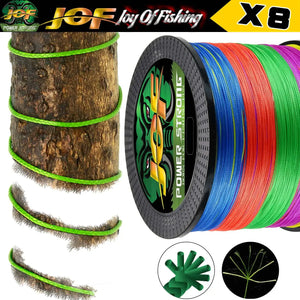 JOF Fishing Line 8 Braided Multifilament PE 300M 500M 1000M Durable Smooth Anti-Bite Woven Thread Accessories Japanese Tackle