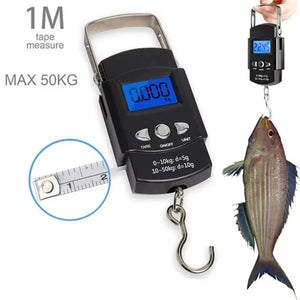 Handheld Hanging Scale 50kg Portable Digital Hook Scale Battery Powered ABS Plastic LCD Backlight Travel Luggage Courier Use