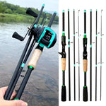 4/5 Sections Telescopic Lure Fishing Rod and 7.2:1 High Speed Gear Ratio Baitcasting Reel Portable Travel Fishing Tackle Combo