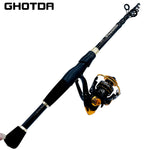 GHOTDA Fishing Rod Reel Combo 1.6~2.4m Ultralight Carbon Fiber Telescopic Lure Casting Rod and Spinning Reel for Carp Fishing