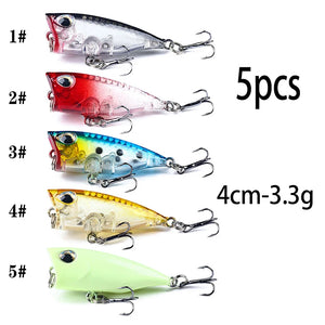 4cm 3.3g Mini Popper Crankbaits Fishing Lures Artificial Wobblers For Trolling Pike 3d Eyes Fish Topwater Swimbait Minnow