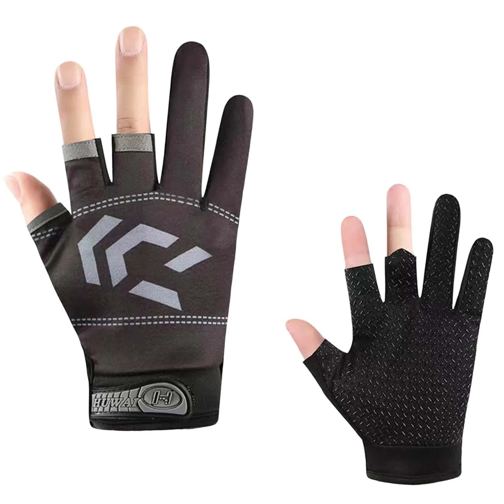 1/2 pair Fishing Gloves Sun Protection 3 Cut Fingers Anti-Slip Breathable Fishing Gloves Suitable for Outdoor Activities