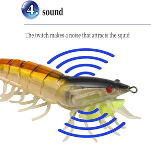 AS Hard Bait Glow Soft Shrimp Hook Crowns 24g Noise Sound Squid Jigs Sea Fishing Lure Set Artificial Cuttlefish Octopus