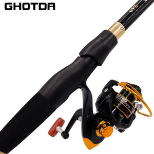GHOTDA Fishing Rod Reel Combo 1.6~2.4m Ultralight Carbon Fiber Telescopic Lure Casting Rod and Spinning Reel for Carp Fishing