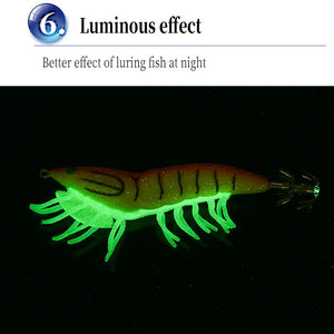 AS Hard Bait Glow Soft Shrimp Hook Crowns 24g Noise Sound Squid Jigs Sea Fishing Lure Set Artificial Cuttlefish Octopus
